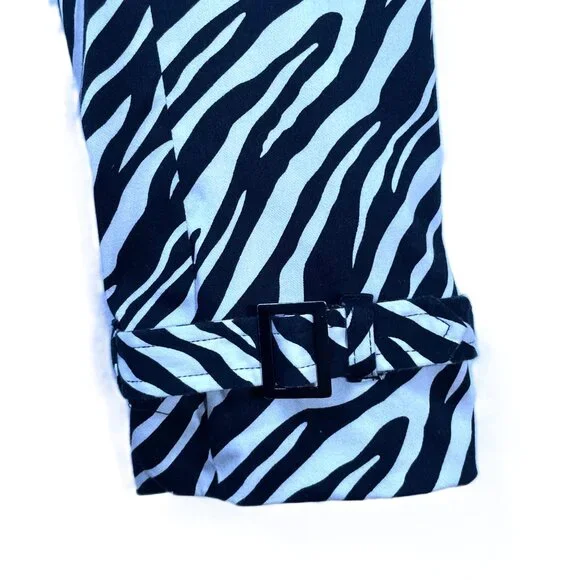 Vertigo Paris Zebra Print Trench Black White Cotton Stretch Size M - Picture 8 of 15